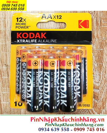 Pin KODAK LR6 Alkaline 1.5v AA , Pin tiểu AA 1.5V alkaline KODAK LR6 chính hãng /Loại Vỉ 12viên